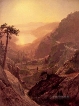 風景 Painting - ドナー湖アルバート ビアシュタット山の眺め